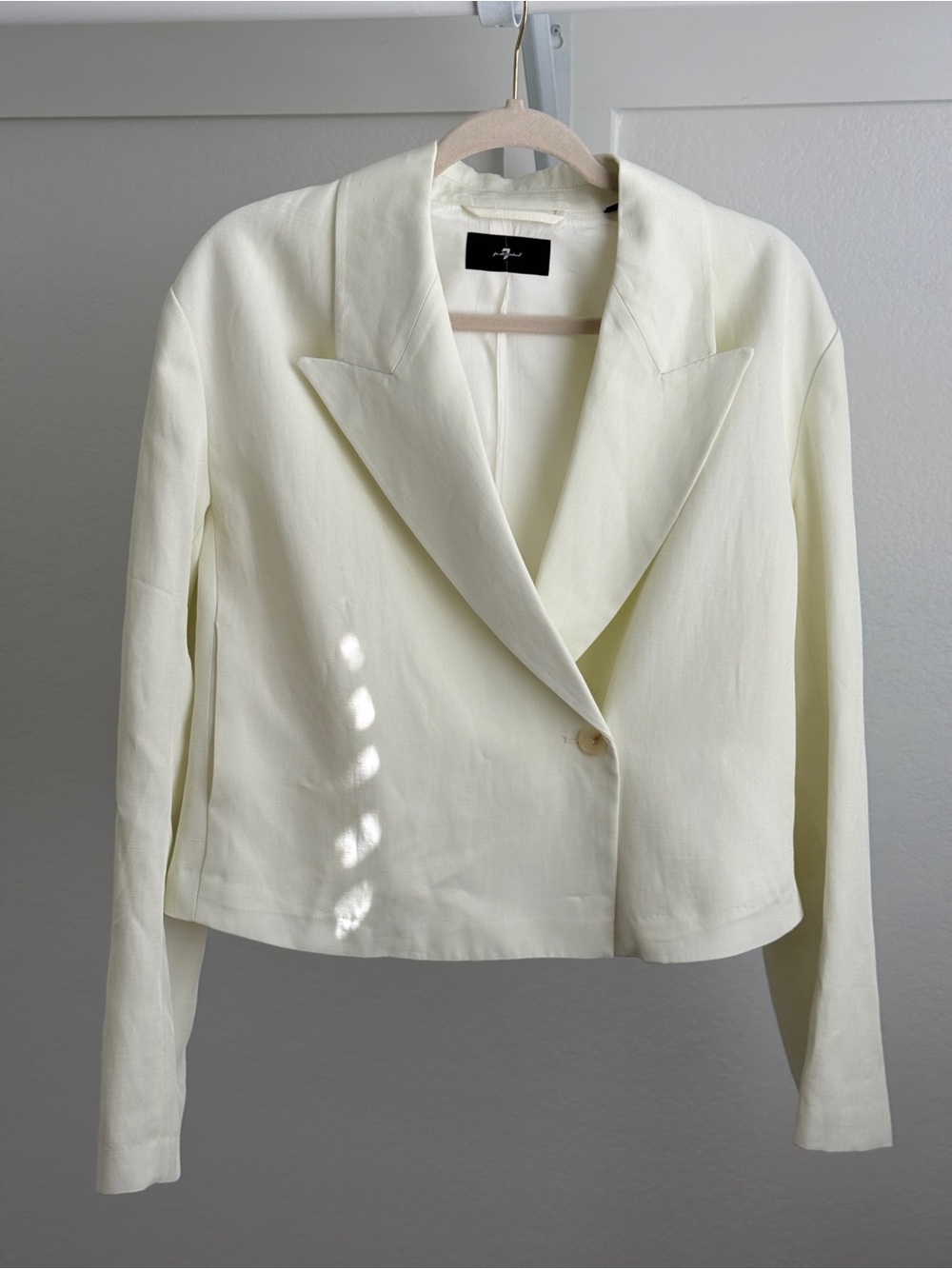 7 For All Mankind Cream Single-Button Blazer